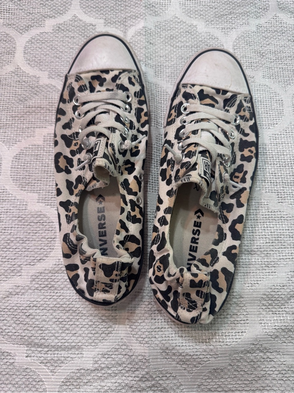 Converse Women Leopard Print Low-Top Sneakers Slip On - Beige/Black